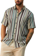 Striped Short Sleeve Hawaiian Shirt