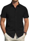 Short Sleeve Stretch Stain Shield Dress Shirt Solid