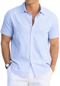 Striped Cotton Short Sleeve Button Down Shirt