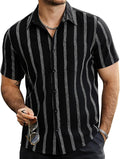 Striped Short Sleeve Button Down Shirt with Pocket
