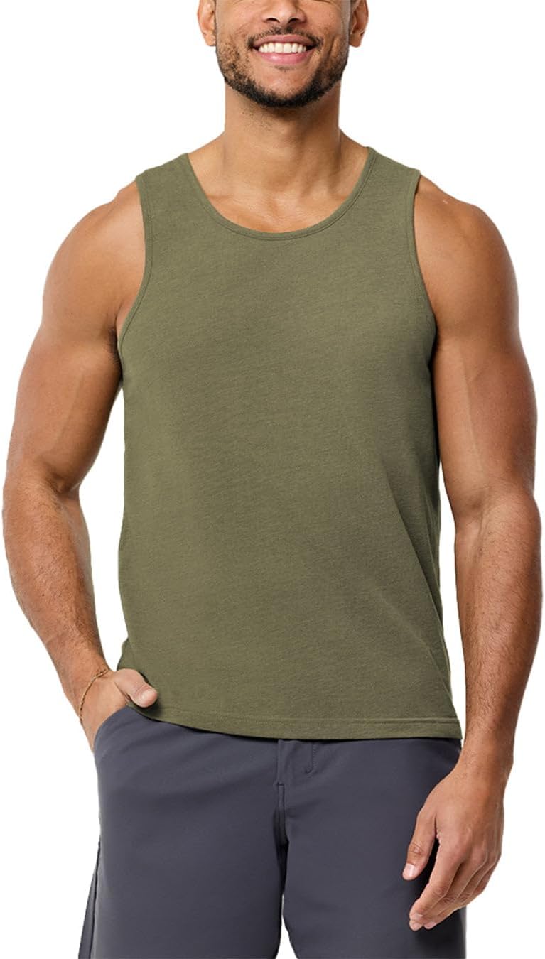 Tank Tops Plain Soft Cotton Blend Sleeveless Muscle Shirts Beach Casual.